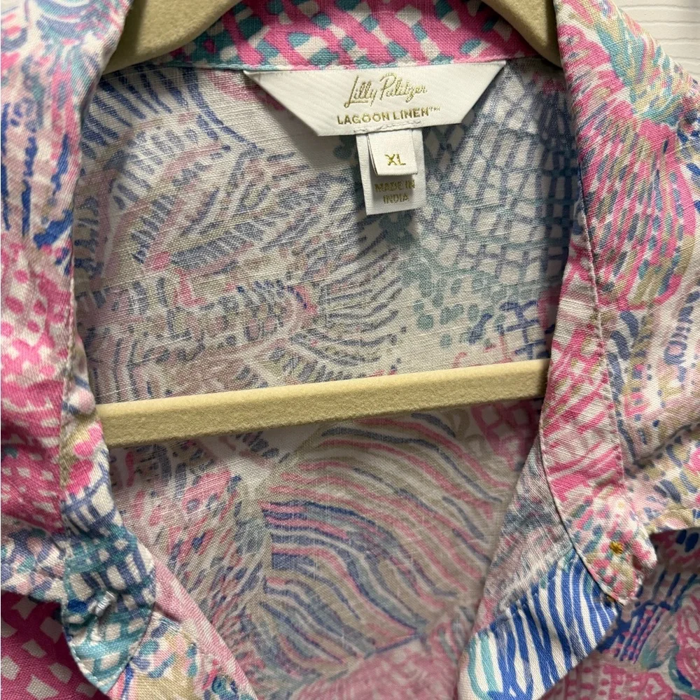 Lilly Pulitzer lagoon linen shirt dress - Picture 2 of 6